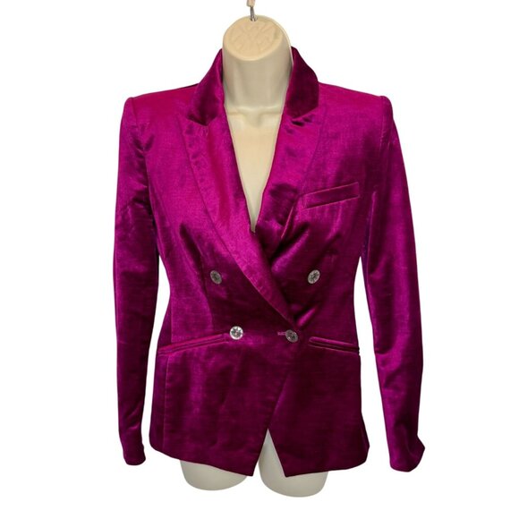 Veronica Beard Elam Dickey Velvet Crystal Blazer Fushia - Size 0 - Picture 2 of 12